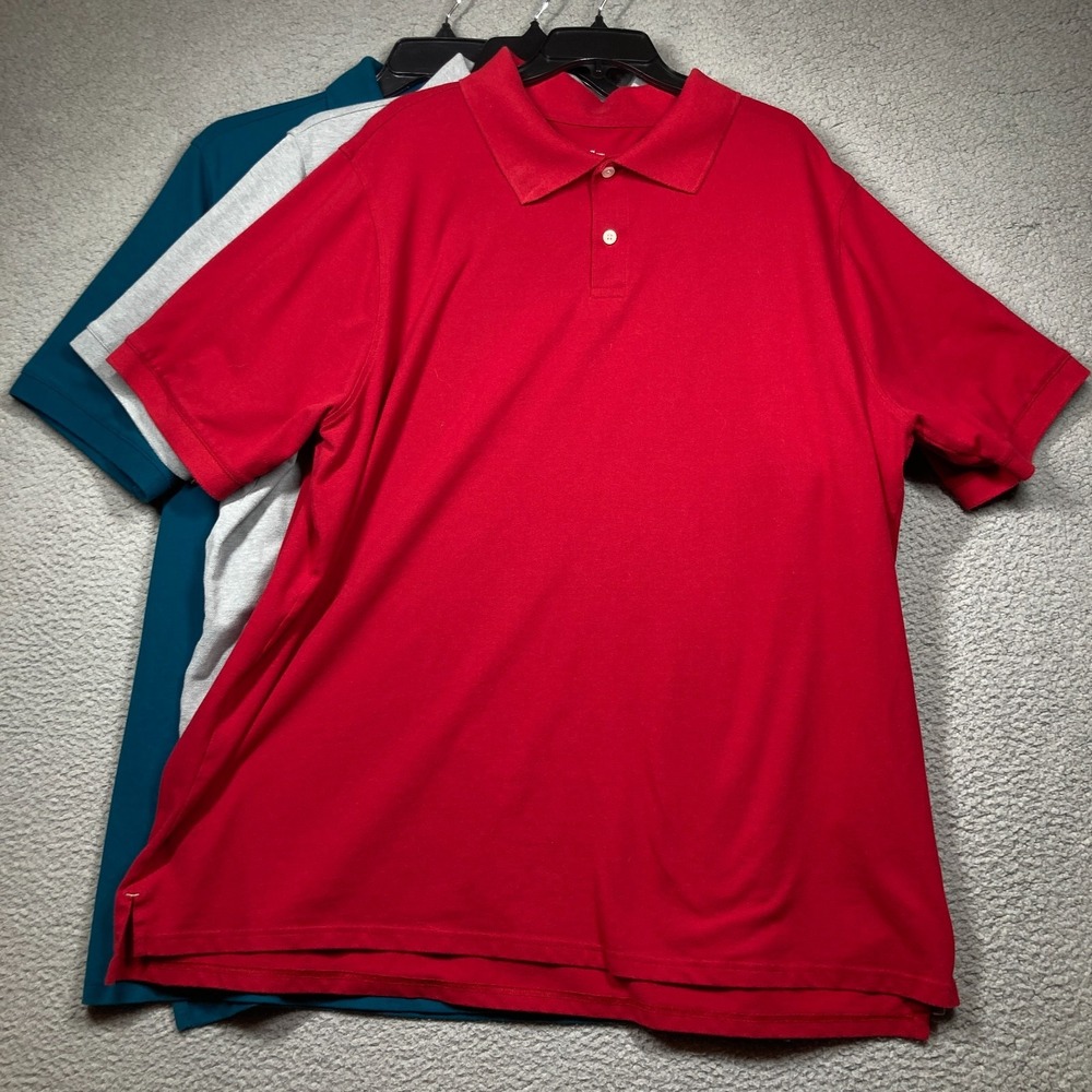 Goodfellow & Co Red Polo Shirt (with Teal & Gray Underlayers)
